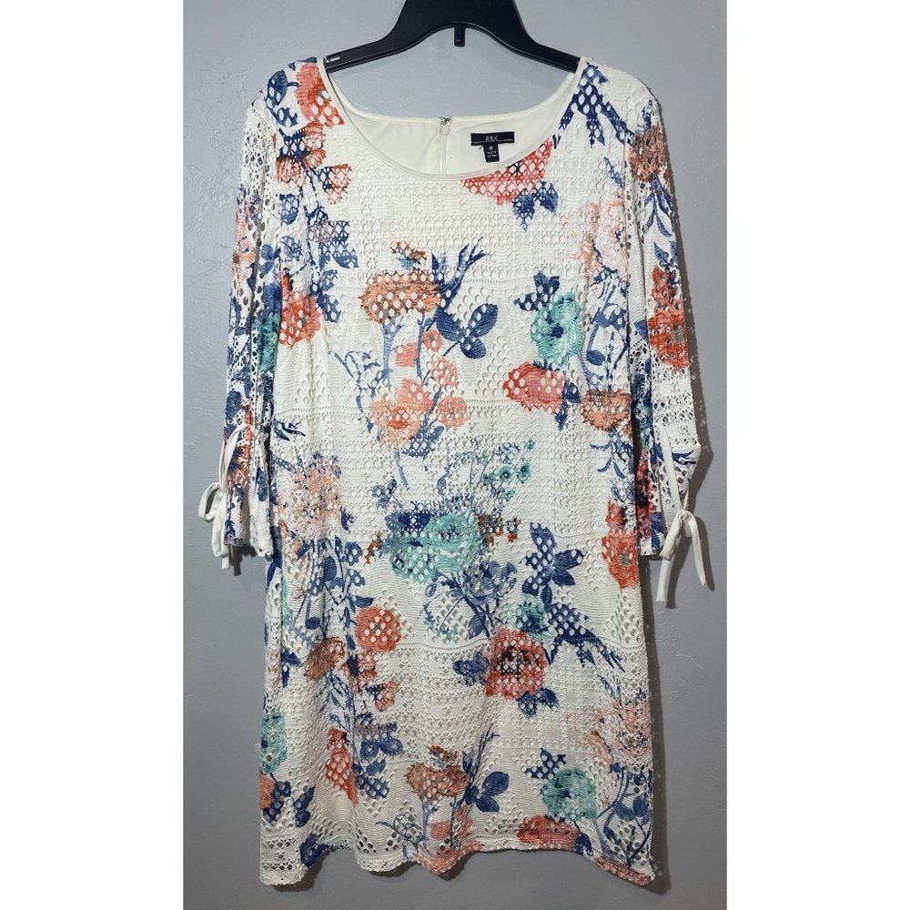 R&K white with flowers lace dress lined inside